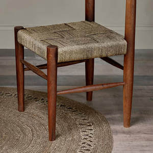 Nkuku Raunak Washed Walnut Acacia Woven Dining Chair